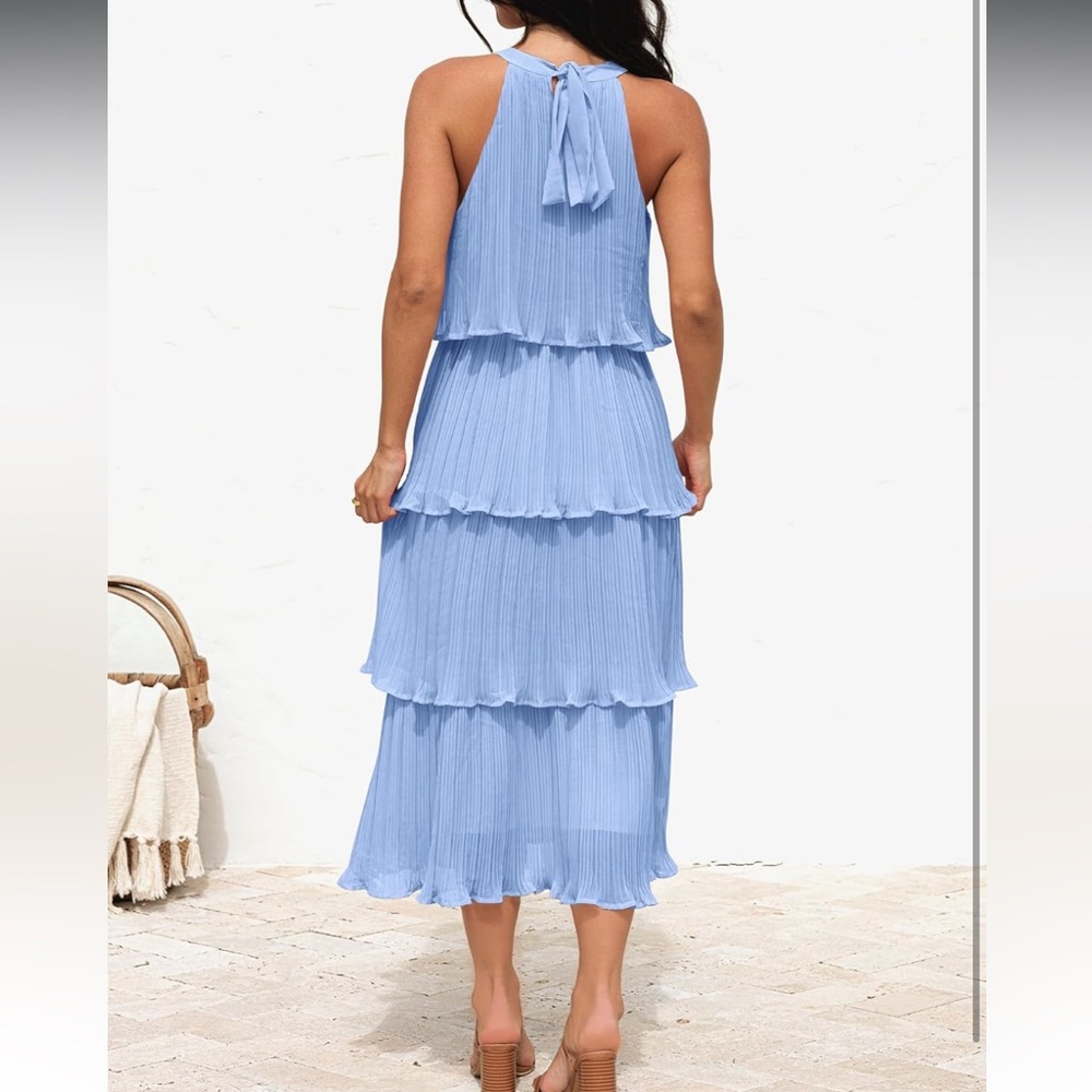 Elegant Blue Tiered Dress